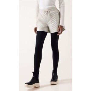 ATHLETA Apres Ski Shorts Size 12 Warm DOWN Cream Hiking Climbing Cold MSRP $89